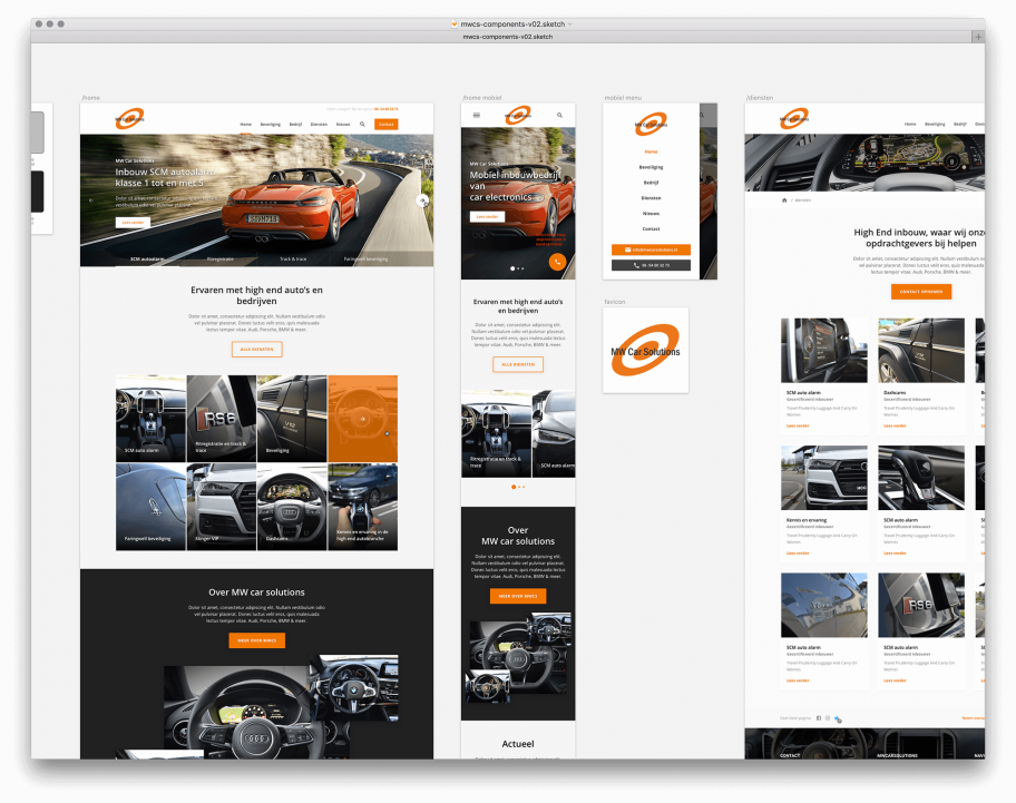 Grafisch ontwerp van automotive website