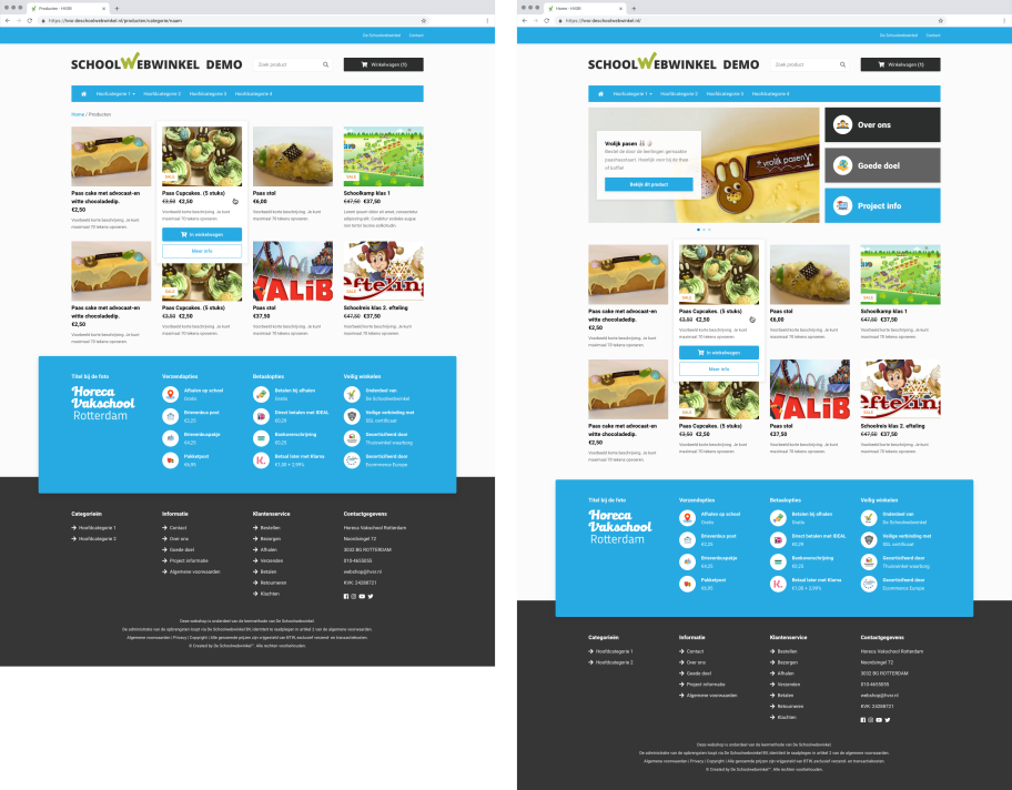 Voorbeeld van een webshop gemaakt door leerlingen van het HVSR